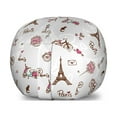 thumbnail image 1 of Paris Storage Toy Bag Chair, Romance Language Capital of Love Eiffel Heart Fashion City Girlish Print, Stuffed Animal Organizer Washable Bag, Large Size, Redwood Pearl Pink, by Ambesonne, 1 of 3