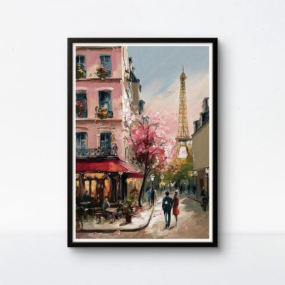 Paris Street Poster: Romantic Eiffel Tower Wall Art 24x36 UNFRAMED