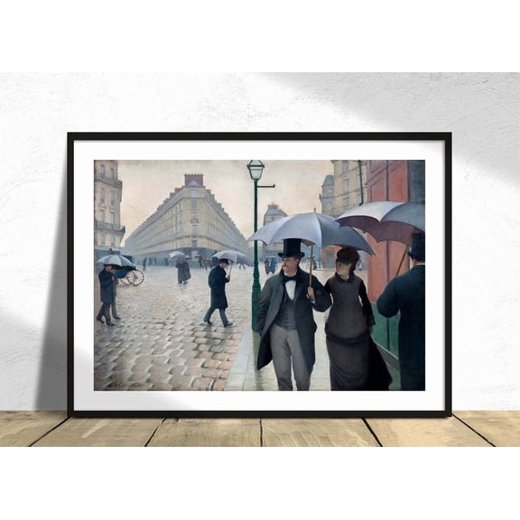 Paris Street Rainy Day Poster, Gustave Caillebotte Impressionism French Reproduction, Vintage Old Illustration, Office And Living Room Decor