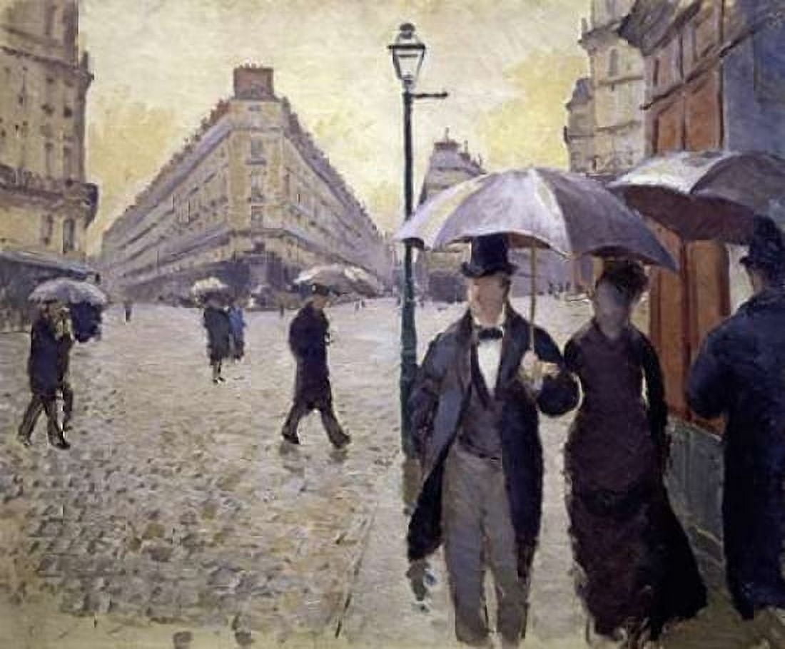 Paris Street--Rainy Weather - Study Canvas Art - Gustave Caillebotte (20 x 24)