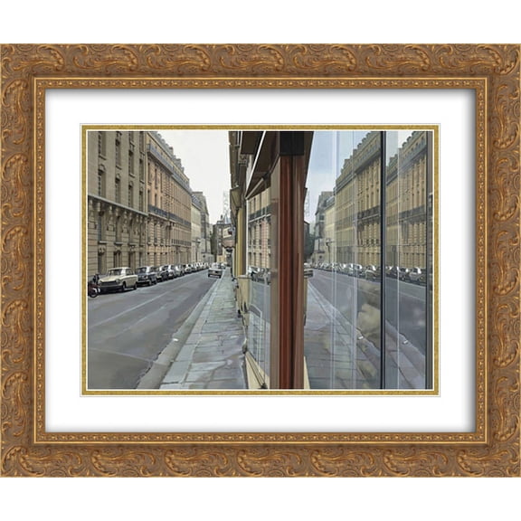 Paris Street Scene 2x Matted 16x14 Gold Ornate Framed Art Print by Richard Estes