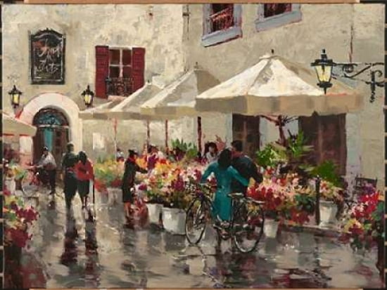 Paris Street Scene Canvas Art - Brent Heighton (22 x 28)