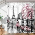 thumbnail image 1 of Paris Street View Shower Curtain for Bathroom Shower Curtain Set with 12 Hooks Waterproof Fabric Bath Curtain for Bathtub Restroom Decor, 72 X 72 in, 1 of 6