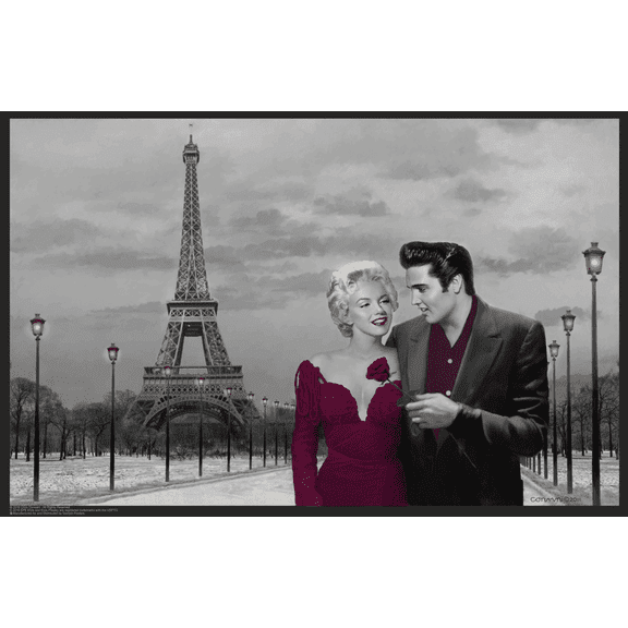 Paris Sunset with Elvis and Marilyn by Chris Consani Mini Poster- 17" x 11"