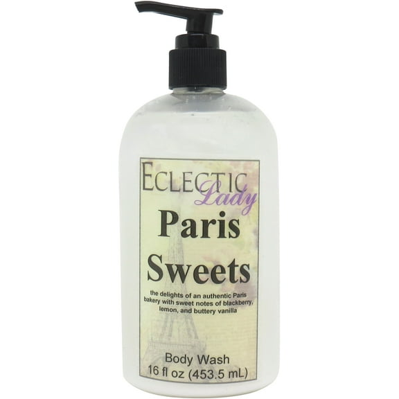 Paris Sweets Body Wash by Eclectic Lady, Liquid Shower Gel for Women and Men, 16 Ounces