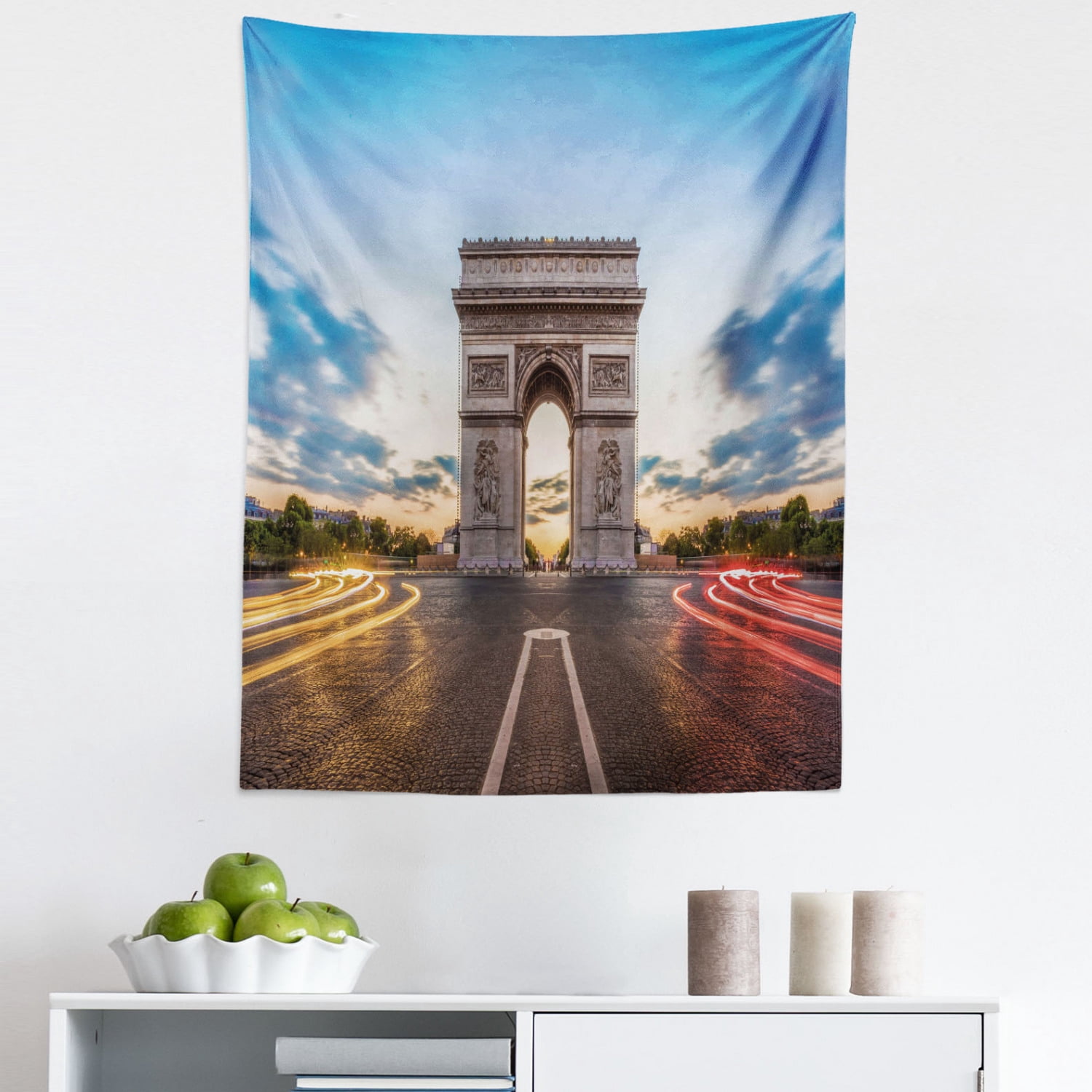 Curated visual reference: Cultural Textiles Wall Tapestry Reference: Paris Tapestry Paris Famous Champs Elysees Avenue Historical Monument