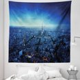 thumbnail image 1 of Paris Tapestry, Skyline at Sunset France European Parisian Landmark Travel Destination Monochrome, Fabric Wall Hanging Decor for Bedroom Living Room Dorm, 5 Sizes, Navy Blue, by Ambesonne, 1 of 1