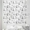 thumbnail image 1 of Paris Tapestry, World Capital City of Love French European Hand Drawn Sketch Eiffel Illustration, Fabric Wall Hanging Decor for Bedroom Living Room Dorm, 5 Sizes, Black White, by Ambesonne, 1 of 1