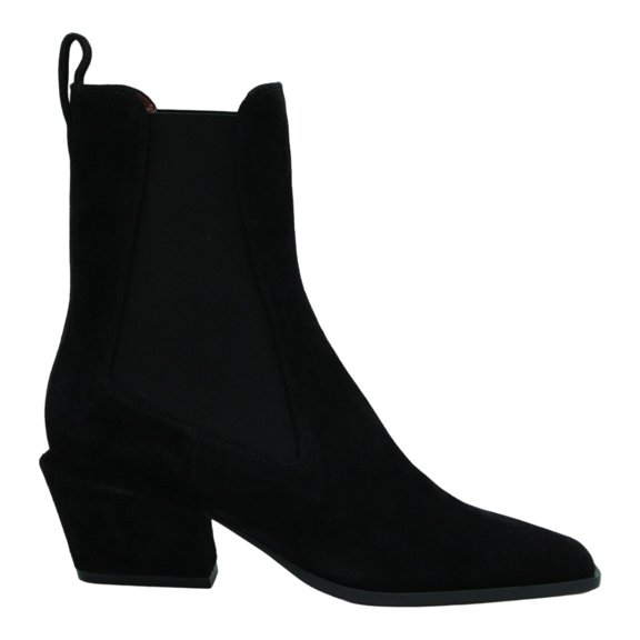 Paris Texas Pointed Toe Black Boots With Mid-Height Block Heel Black (Women's)