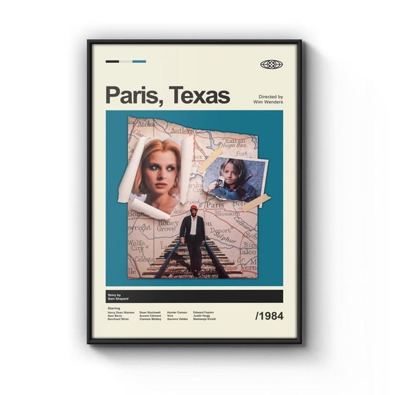 Paris Texas Poster, Mid Century Modern Paris Texas Movie Poster, Retro Movie Print, Modern Vintage Movie Posters Unframed Size 24''x36'' GooGate
