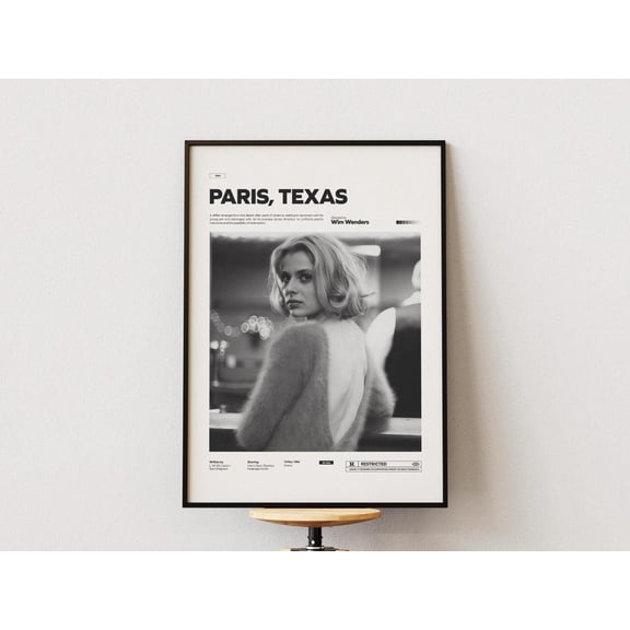 Paris Texas Poster, Mid Century Modern Paris Texas Movie Poster, Retro Movie Print, Modern Vintage Movie Posters Unframed Size 24''x36'' GooGate