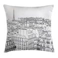 thumbnail image 1 of Paris Throw Pillow Cushion Cover, Architecture Theme Design Illustration of Roofs in Paris and Eiffel Tower Print, Decorative Square Accent Pillow Case, 16 X 16 Inches, Black and White, by Ambesonne, 1 of 2