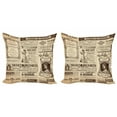 thumbnail image 1 of Ambesonne Vintage Throw Pillow Cover 2 Pack, Historic French Journal, 24", Army Green and Beige, 1 of 2