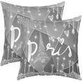thumbnail image 1 of Paris Throw Pillowcases for Sofa Couch Chair Glitter Print (No Glitter) Diamond Eiffel Tower Reversible Throw Pillow Covers for Silver Grey Valentines Gift Square Cushion Covers Set of 2 16 x 16-Inch, 1 of 1