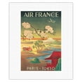 thumbnail image 1 of Paris Tokio (Tokyo) - France - Mt. Fuji And Cherry Blossoms - Vintage Airline Travel Poster c.1952 - Fine Art Rolled Canvas Print 11in x 14in, 1 of 4