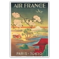 thumbnail image 1 of Paris Tokio (Tokyo) - France - Mt. Fuji And Cherry Blossoms - Vintage Airline Travel Poster c.1952 - Master Art Print 10in x 14in, 1 of 4
