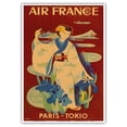 thumbnail image 1 of Paris-Tokyo - France - Japanese Geisha in Kimono - Vintage Airline Travel Poster by Yasukazu Tabuchi c.1952 - Master Art Print 10in x 14in, 1 of 4