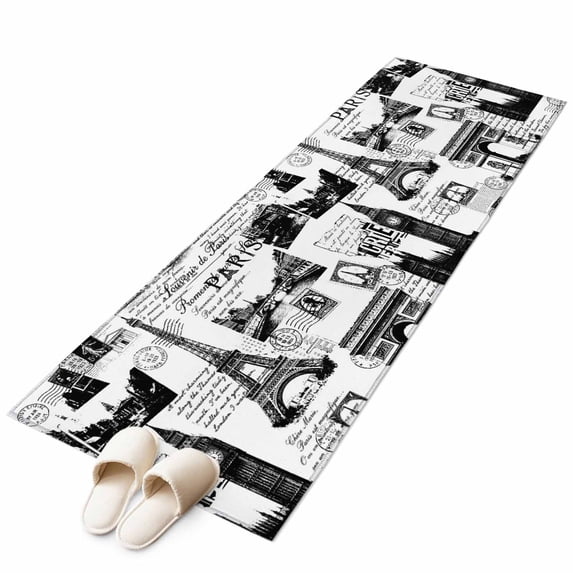 Paris Tower Area Rugs Collection 2'x6', Vintage Architectural Hand-Painted Aesthetic Non Slip Indoor Rectangle Throw Runner Rug Floor Mat Carpet for Living Room Dining Table Bedroom Nursery