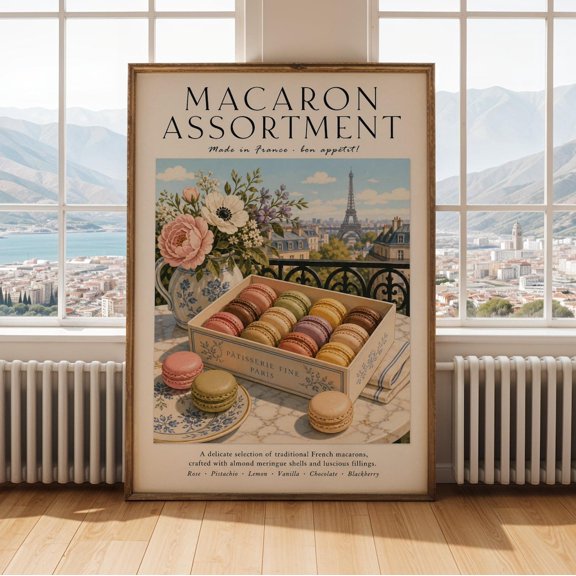 Paris Tower Macaron Vintage Travel Wall Art Decor Unframed Paper Print