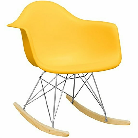 Mod Made Mid Century Modern Paris Tower Rocker Rocking Chair, Yellow