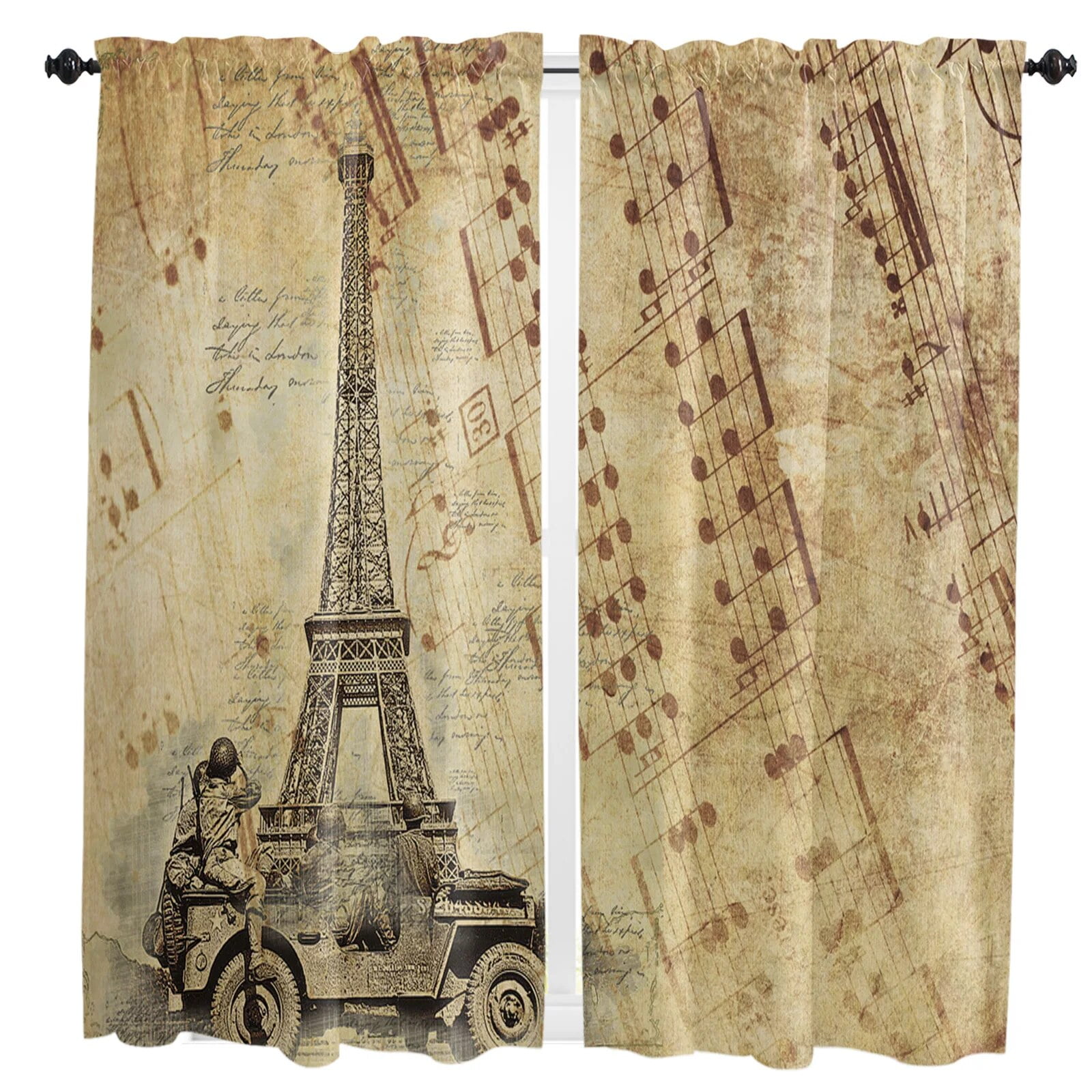 Paris Tower Scenic Street Flower Building Curtain For Living Room Kids ...