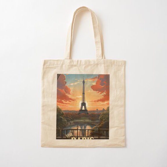 Paris Travel Poster Cotton Tote Bag Canvas Tote Bag, Family Gift For Mother, Her