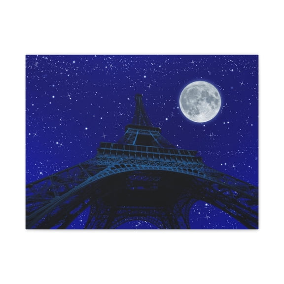 Paris Under Moonlight France Canvas Artwork Breathtaking French City for Home Decor Ready to Hang