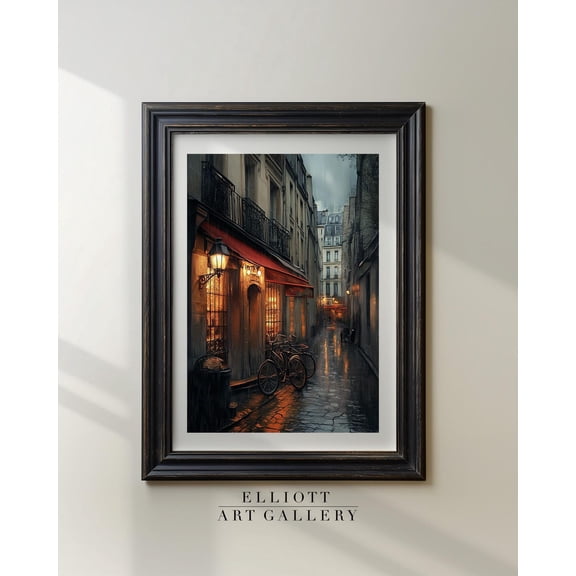Paris Village Side Street Village Street Scene Modern Scene Wall Decor Poster Art Poster E1058, Unframed Poster Size 12x18 F03.1.18l839
