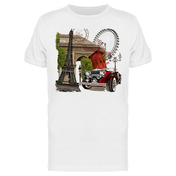 Paris Vintage Car Graphic T-Shirt Men -Image by Shutterstock, Male 3X-Large