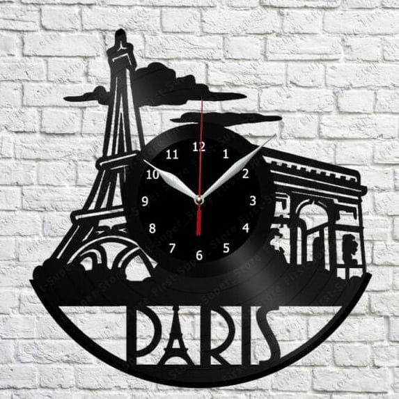 Paris Vinyl Wall Clock Record Home Decor Art Decor Vintage Wall Art Design