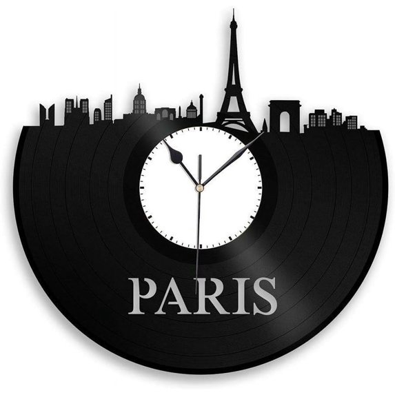 Paris Vinyl Wall Clock,Vinyl Record Clock Wall Art Unique Room Decorations Handmade Gift