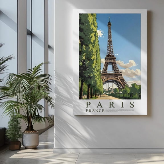 Paris Wall Art Eiffel Tower Poster France Travel Decor for Living Room 8x12 UNFRAMED
