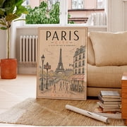 Paris Wall Art Print, Vintage Paris Travel Poster, Eiffel Tower Cityscape, French Decor, Romantic Paris Gift, Poster Only