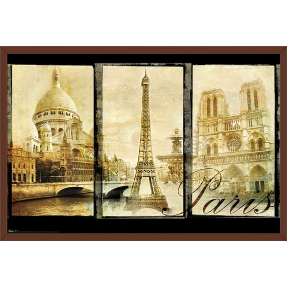 Paris Wall Poster, 22.375" x 34" Framed