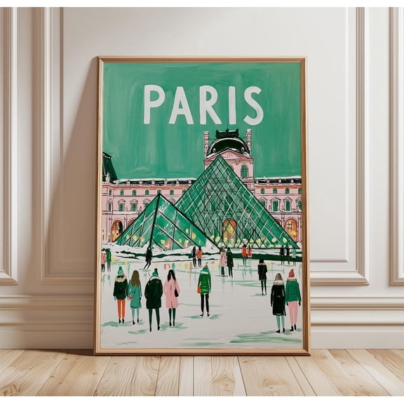 Paris Winter Glass Pyramid Print Museum Wall Art, Unframed Paper Print