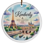 Paris and Eiffel Tower Buildings Christmas Ornament 2025, France Paris Skyline Christmas Ornament, Paris Lovers Christmas Ornaments Gifts for Friends