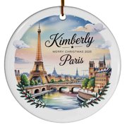 Paris and Eiffel Tower Buildings Christmas Ornament 2025, France Paris Skyline Christmas Ornament, Paris Lovers Christmas Ornaments Gifts for Friends