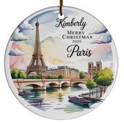 Paris and Eiffel Tower Buildings Christmas Ornament 2025, France Paris Skyline Christmas Ornament, Paris Lovers Christmas Ornaments Gifts for Friends