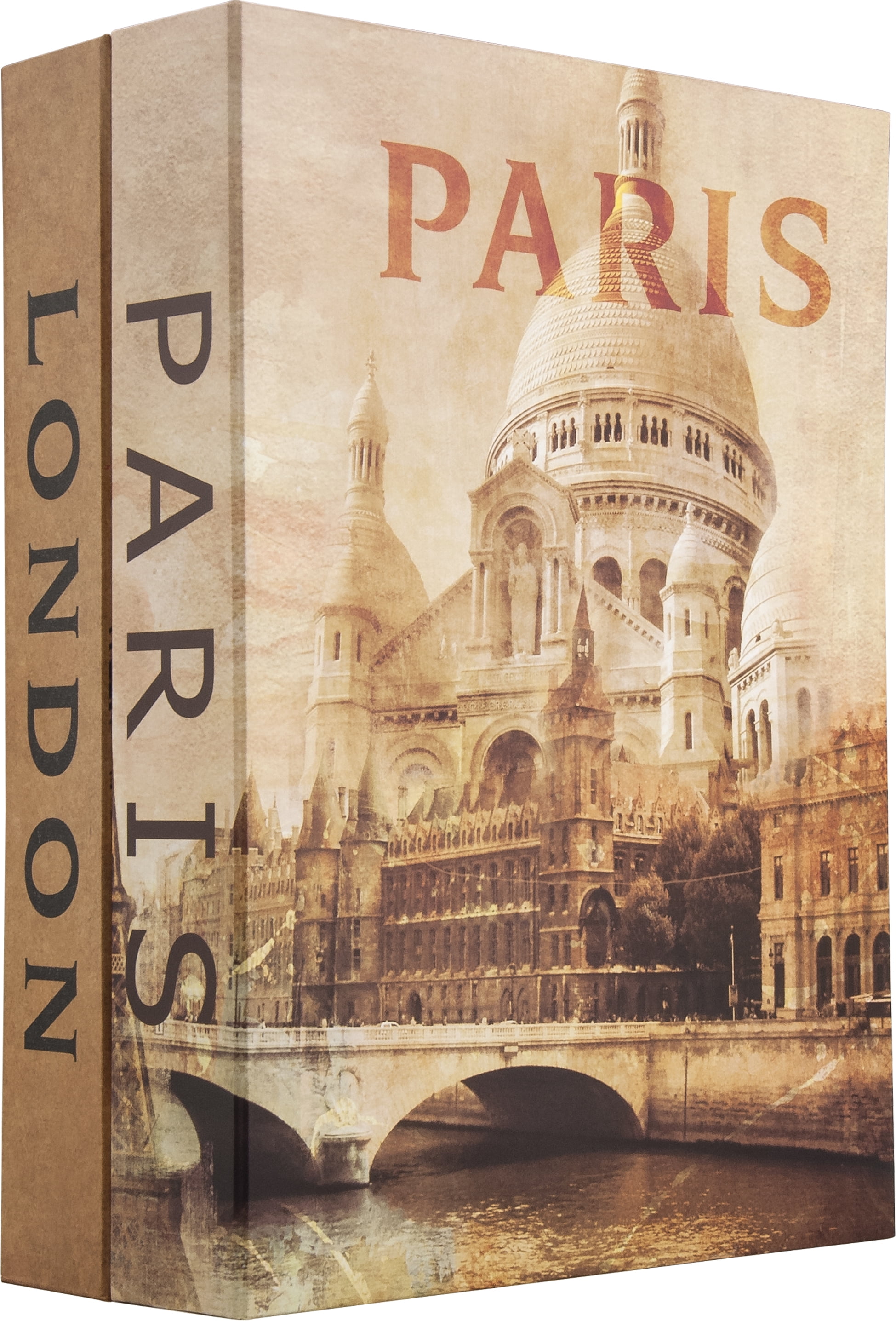 Paris and London Dual book Lock box with Key Lock