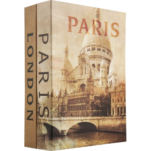 Paris and London Dual book Lock box with Key Lock