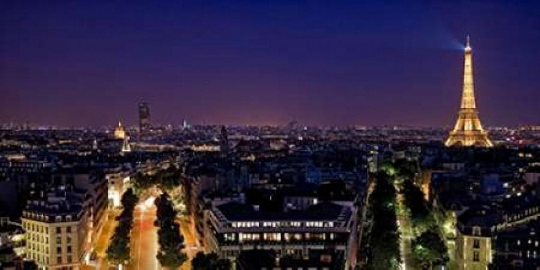 Paris at Night Canvas Art - Vadim Ratsenskiy (24 x 48)