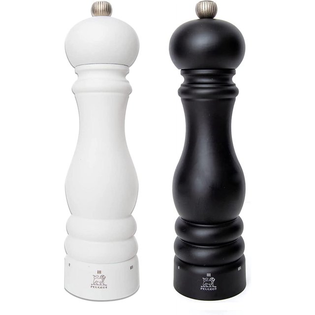  Paris u’Select Salt and Pepper Mill Set 9in Matte Black Pepper Mill & 9in Matte White Salt