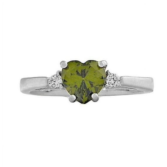 Parisa: 0.81ct Heart Cut Simulated Peridot Ice CZ Promise Friendship Ring sz 7.0