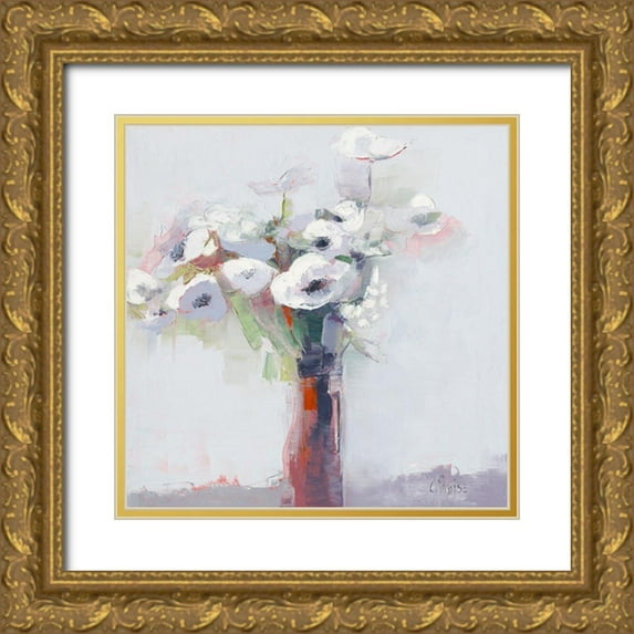 Parise, Chantal 15x15 Gold Ornate Wood Framed with Double Matting Museum Art Print Titled - Anemones II