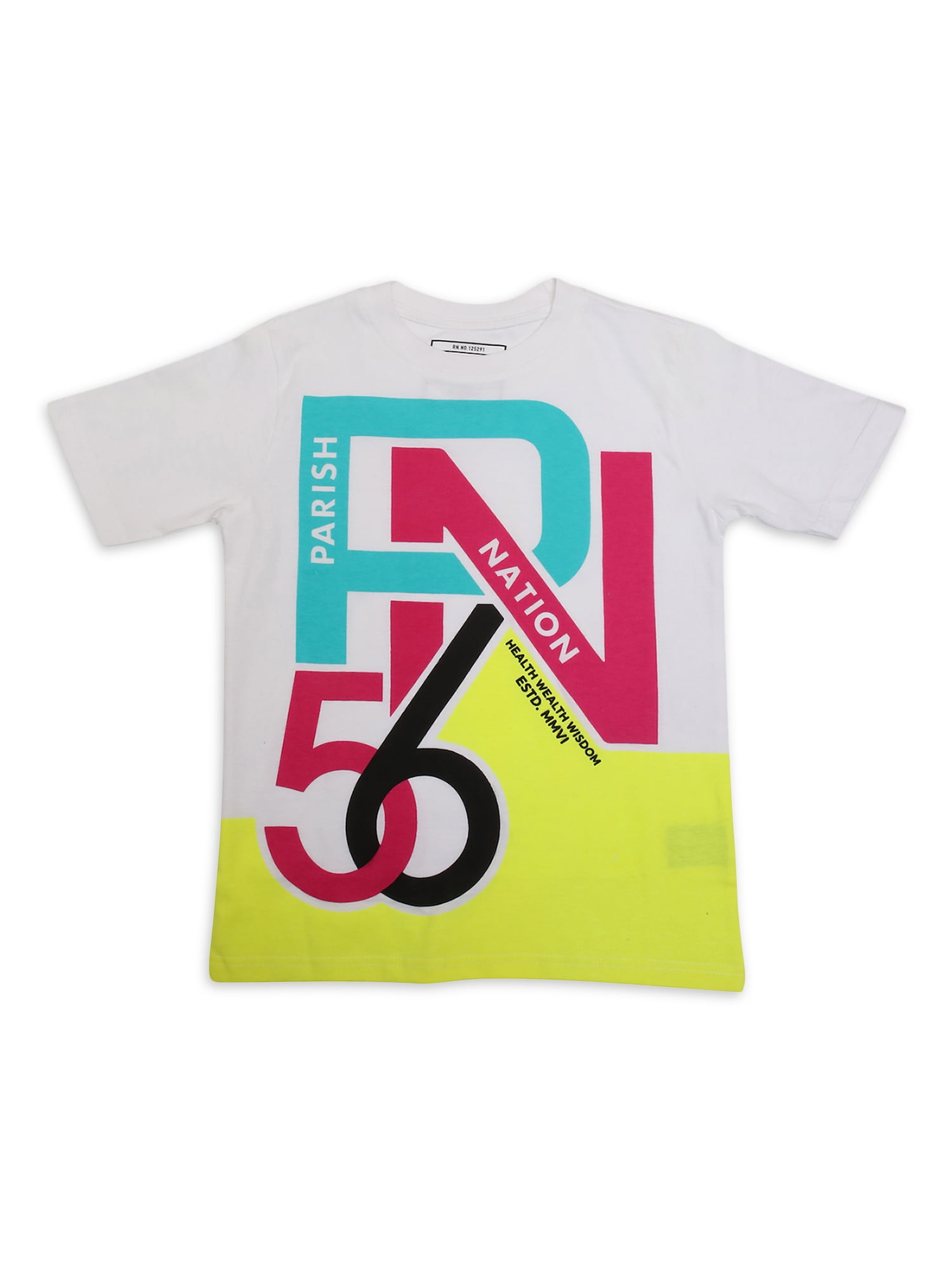 Parish Nation 100% Jersey Cotton Boys Short Sleeve Tee Shirt AOP World Print