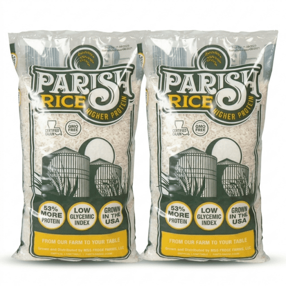 Parish Rice High Protein Long Grain White Rice, Low Glycemic Index, 2 lb Bags, 2 Pack, Premium Long Grain Rice
