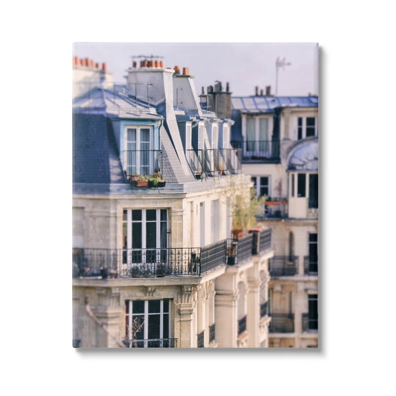 Parisian Architecture Buildings Town & City Photograph Gallery Wrapped Canvas Print Wall Art
