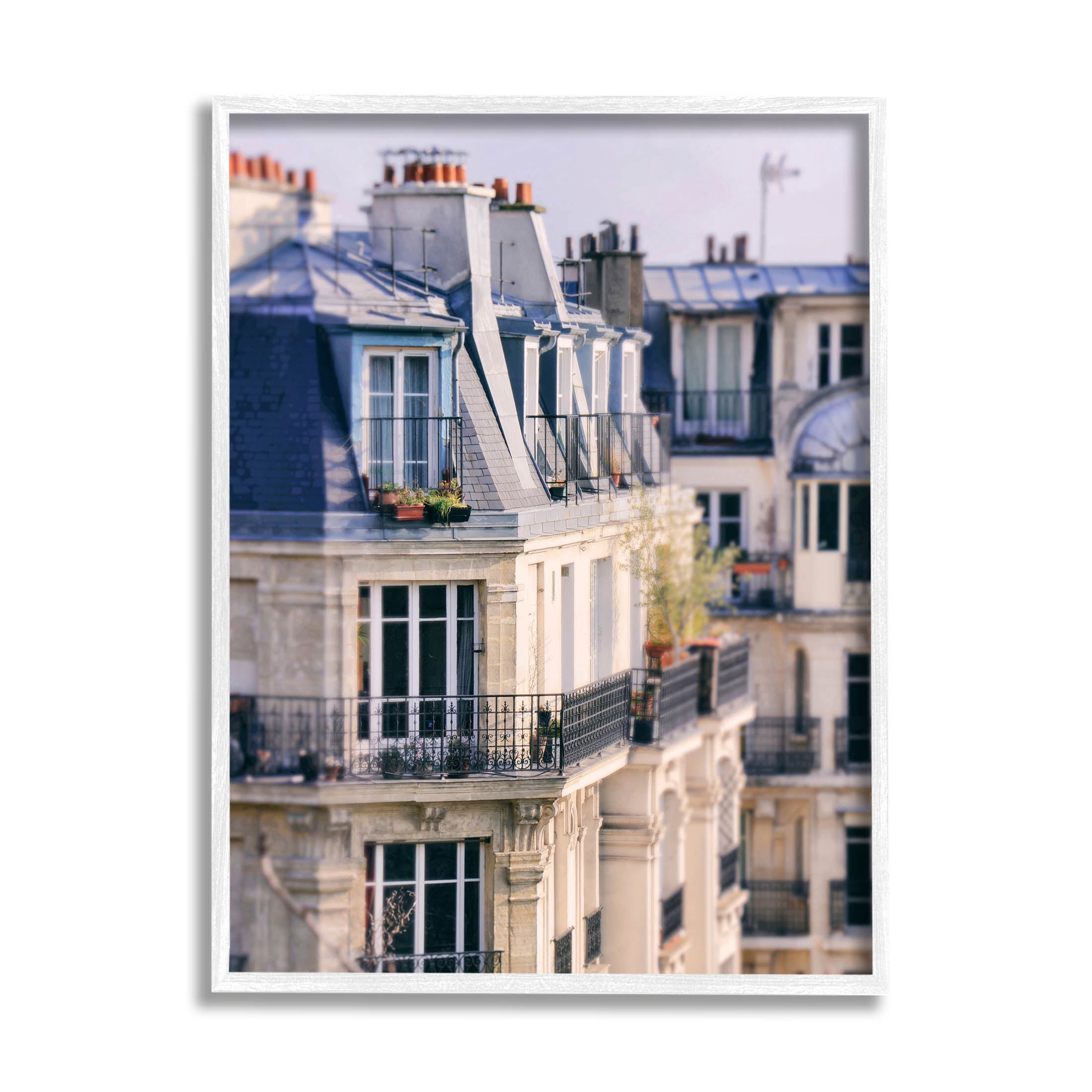 Parisian Architecture Buildings Town & City Photograph White Framed Art Print Wall Art