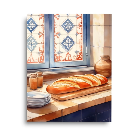 Parisian Baguette Print, French Bakery Kitchen Art, Bread Poster, Restaurant Decor, France Travel , Food Wall Art Home Decor UNFRAMED Poster, Wall Art for Decor, Present, 12x18