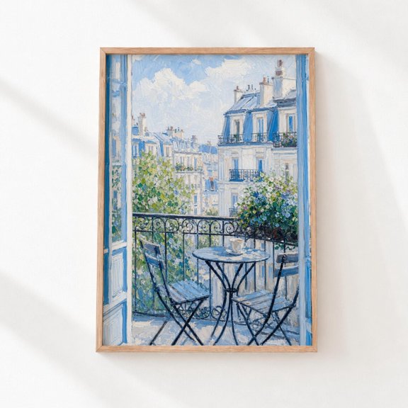 Parisian Balcony Cafe French Rooftop Decor Wall Art